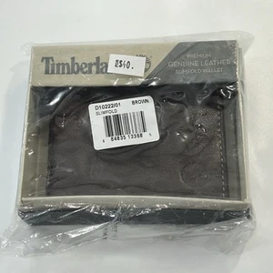 Timberland Premium Genuine Leather Wallet Slimfold Men's Leather Brown - Picture 1 of 5