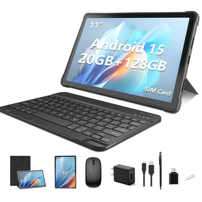 11" Android 15 Tablet 128GB with Keyboard & Mouse, 4G LTE Unlocked Tablet wit... - Image 1 of 4