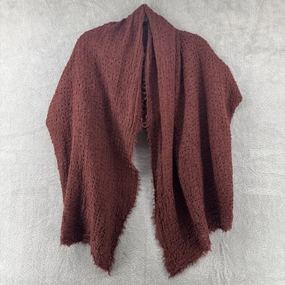Free People Scarf Burgundy Linen Blend Textured Raw Hem Rectangular Boho - Image 1 of 4