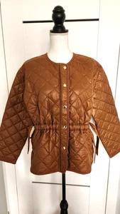 NEU ANN TAYLOR LOFT 160 $ KASTANIENBRAUN SCHIMMERNDER KRAGENLOSER STEPPJACKE XS - Bild 1 von 18