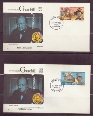 Isle of Man, Set of 4 First Day Covers & Pamphlet, Centenary of Birth of Winston - Image 1 of 4
