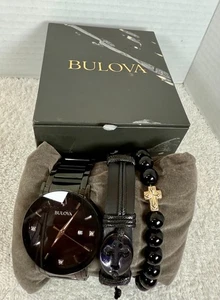 Bulova Modern Black Diamond Edelstahlgehäuse Band Zifferblatt Stahl Herren... - Bild 1 von 13