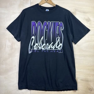 Vintage 90s Russell Colorado Rockies Feel The Heat MLB Baseball Large T Shirt - Picture 1 of 7