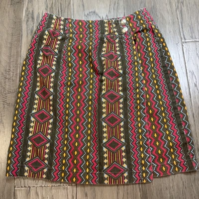 Falda De Colección Tallada con Volantes True American Wear Talla 6 Línea A Estampado Geométrico Botón Delantero Foto 1 de 4