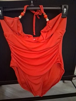 ROBIN PICCONE Cuello Acanalado Una Pieza Talla 14 Traje De Baño Mujer Naranja/Rojo Foto 1 de 4