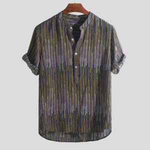 Classic Multi-Layer Vertical Stripe Printed Top for Stylish Street Wear Slim Fit - Picture 1 of 28