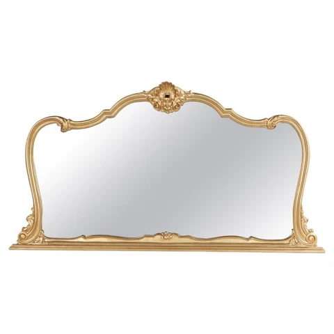 Antique French Louis XV Style Gilt Wood Over Mantle Mirror Circa 1920 Cover