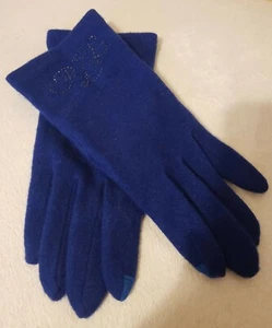 Lauren Ralph Lauren Women's Size L Knit Tech Compatible Gloves Royal Blue (M - Picture 1 of 6