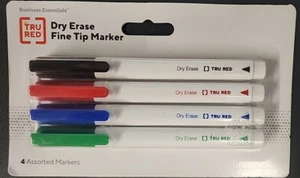Tru Red Stift trocken abwischbare Marker feine Spitze sortiert 4er-Pack TR54562 - Bild 1 von 2