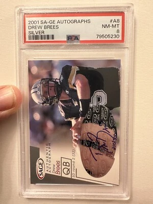 2001 Drew Brees Sage Auto Silver /300 PSA 8 - Image 1 of 4