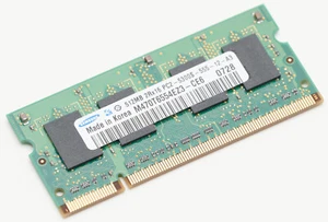 Samsung SO-DIMM 512MB, DDR2-667, CL5 (M470T6554EZ3-CE6) 2Rx16, PC2-5300S, 1.8V - Bild 1 von 2