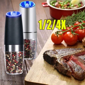 1/2/4PcsElectric Salt and Pepper Grinder Gravity Battery Operated with LED Light - Picture 1 of 14