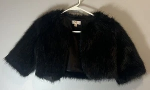 GB Girls Black Faux Fur  Coat Jacket Small - Picture 1 of 6