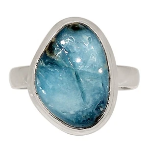 Natural Blue Ice Glacierite 925 Sterling Silver Ring Jewelry s.8.5 ALLR-32154 - Picture 1 of 1