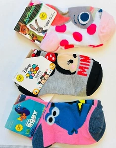 3 pairs Girls' Disney Ankle Socks Minnie Dory Zootopia Size 6-7.5 Shoe Size 8-10 - Picture 1 of 1
