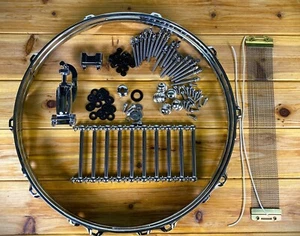 14" Chrome Snare Drum Hardware Kit with Classic Tube Lugs, Metal Shell Screws - Picture 1 of 10