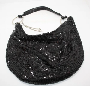 Purse Black Metallic Mesh Handbag Evening Bag - Picture 1 of 8
