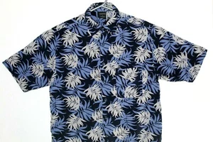 Cambridge Classic shirts Mens sz M Blue leaf Print Short Sleeves Button Casual  - Picture 1 of 5