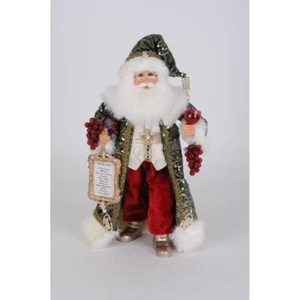 Karen Didion 17-Inch Sparkling Green Wine Santa Figurine Collectible - Picture 1 of 10