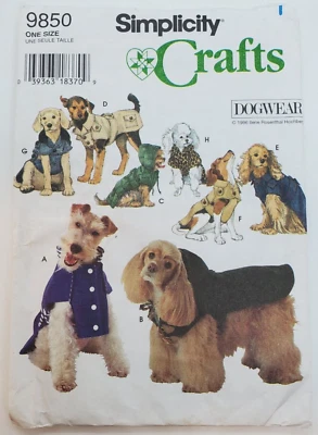 Dog Coat Jacket Pattern w/hood pockets Uncut Simplicity # 9850 1996 One size - Image 1 of 3