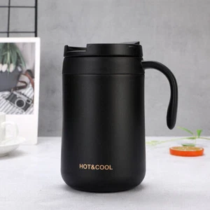 Double Wall Vacuum Stainless Steel Coffee Mug with Lid and Handle Thermal Mug UK - Picture 1 of 15