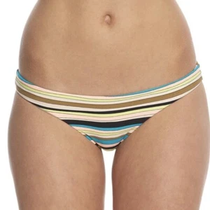 NWT Volcom Women’s Salty Air Full Bikini Bottom Yellow Pink Blue Black Stripe XL - Picture 1 of 12