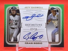 JEFF BAGWELL CRAIG BIGGIO 2023 Topps Definitive Green Dual On Card Auto 1/10 HOF