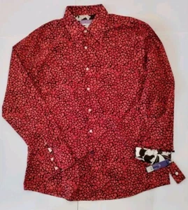 Drew Shanklin Men's XL Red Black Abstract Contrast Cuff Button Long Slv Shirt - Picture 1 of 15