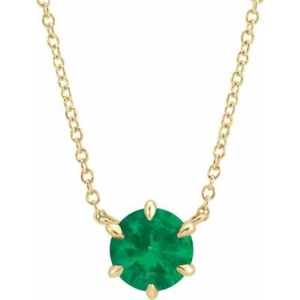 Collar solitario de 16" amarillo esmeralda natural de 14 k - Imagen 1 de 2