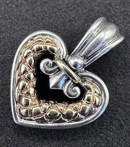 Vintage Nancy & David 925 Sterling Silver & 14k Gold Heart Pendant 8.58g - Picture 1 of 21