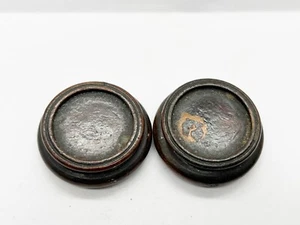 ANTIQUE OLD WOOD CARVED CHINESE SMALL FIGURINE BOWL STANDS - Picture 1 of 4