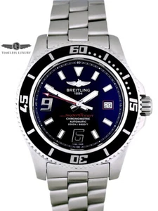 Men's Breitling Superocean A17391 Stainless Steel 44mm Black Dial Automatic - Picture 1 of 5