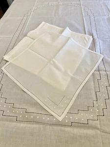 68X84” Oval White Embroidered LINEN Tablecloth Napkin 9 Pcs Set Open Cut Work - Picture 1 of 8