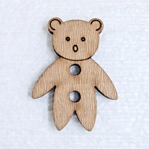 JHB Wooden Teddy Bear Button 35mm 2 Hole Big Novelty Kids Baby Sewing Art Crafts - Picture 1 of 12