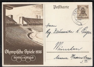 WW2 WWII German Third Reich used postcard Olympic 1936 - Picture 1 of 3