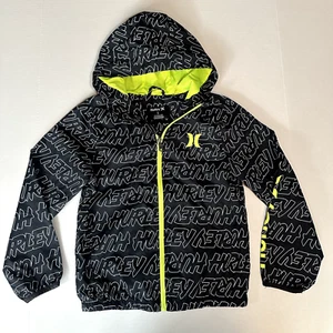 Hurley Jacket Boys SZ Small Light Weight Hoodie Logo Grey Black Windbreaker - Picture 1 of 8