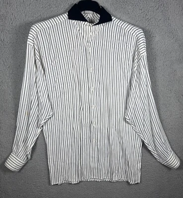 Винтажная мужская рубашка 1973 Gianni Versace размер 46 в полоску на пуговицах сделано в Италии - Изображение 1 из 4