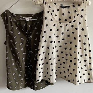 2 Tank Tops Green With Zebras + Ivory With Polka Dots Medium Poly Women’s Shell - Picture 1 of 10