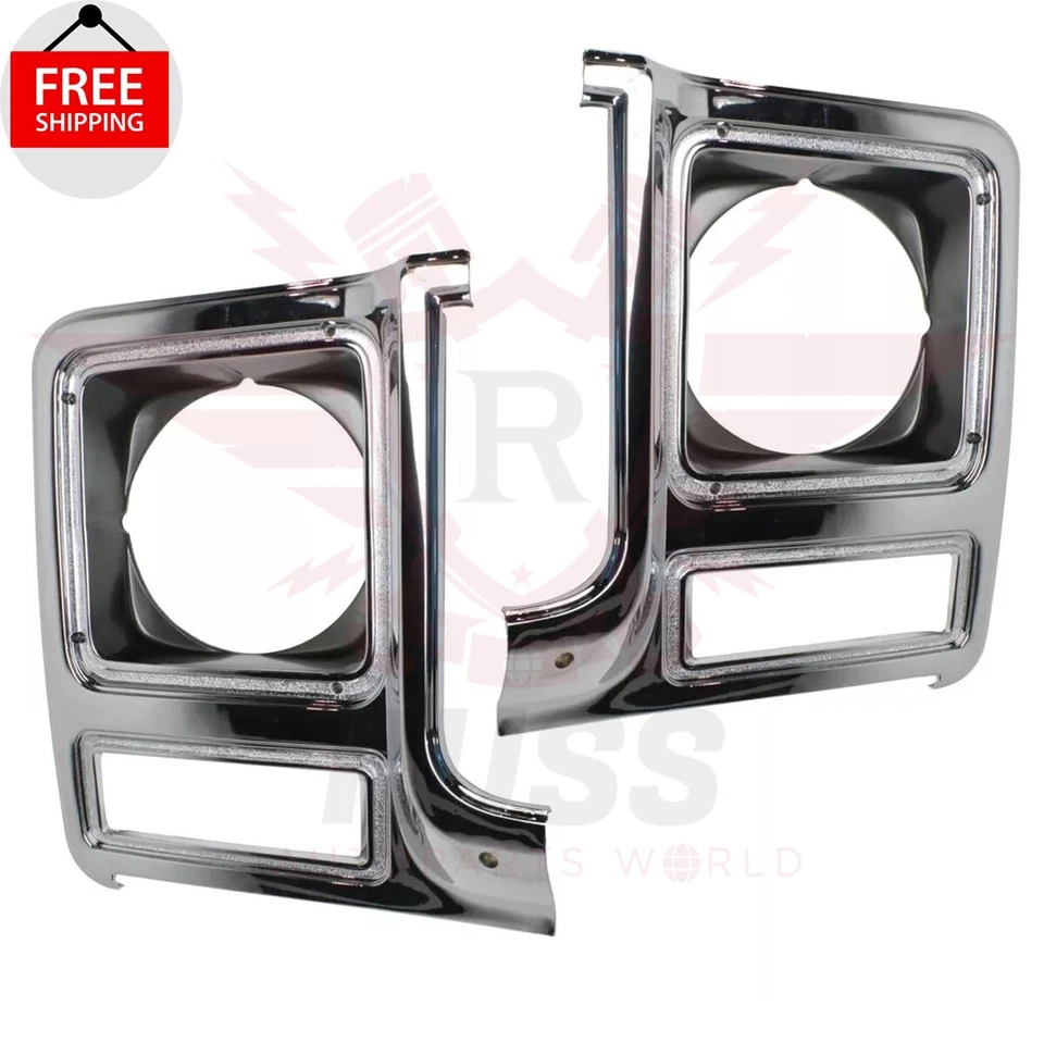 New Front Headlight Bezels Chrome 2PC Fits 1979-1980 Chevy GMC C/K Series Pickup Foto 1 de 4