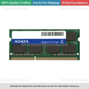 ADDS1600X1G11-BSSQ ADATA 1GB DDR3 SoDimm Non ECC PC3-12800 1600Mhz 1Rx8 Memory - Picture 1 of 1