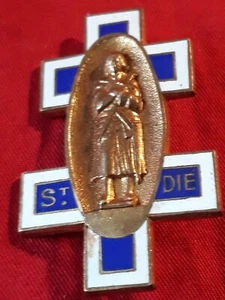 Emaille Brosche, Abzeichen Lothringer Kreuz Jeanne d'Arc, Saint Dié Nr. 771/29 - Bild 1 von 3