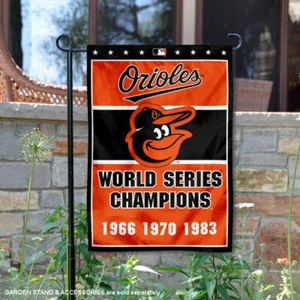 Baltimore Orioles 3-Time World Series Champions Garden Flag and Yard Banner - Picture 1 of 5