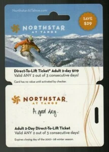 NORTHSTAR AT TAHOE Downhill Skier ( 2007 ) Lift Ticket Card ( $0 - Expired ) - Picture 1 of 2