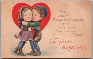 c1910s VALENTINE'S DAY Postcard "Please Don't Squeeze Me So" - STECHER 1501B - Picture 1 of 2