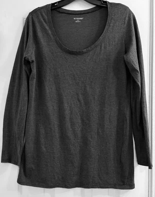 Motherhood Maternity Cotton Blend Scoop Neck Size L Long Sleeve Soft Gray Tee  - Image 1 of 4