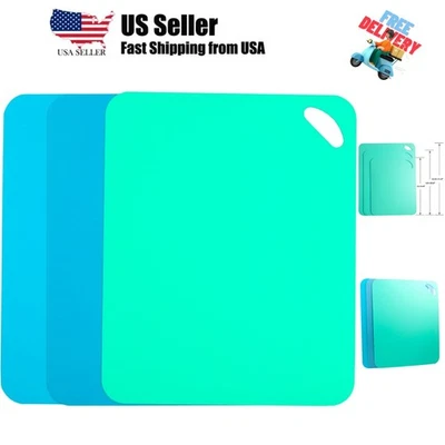 Пластиковые гибкие коврики для резки для кухни, 3 шт. цветная кодированная разделочная доска Se... - Изображение 1 из 4