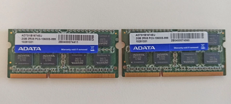 4GB 2x2GB RAM 2RX8 PC3-10600S-999 ADATA - Immagine 1 di 1