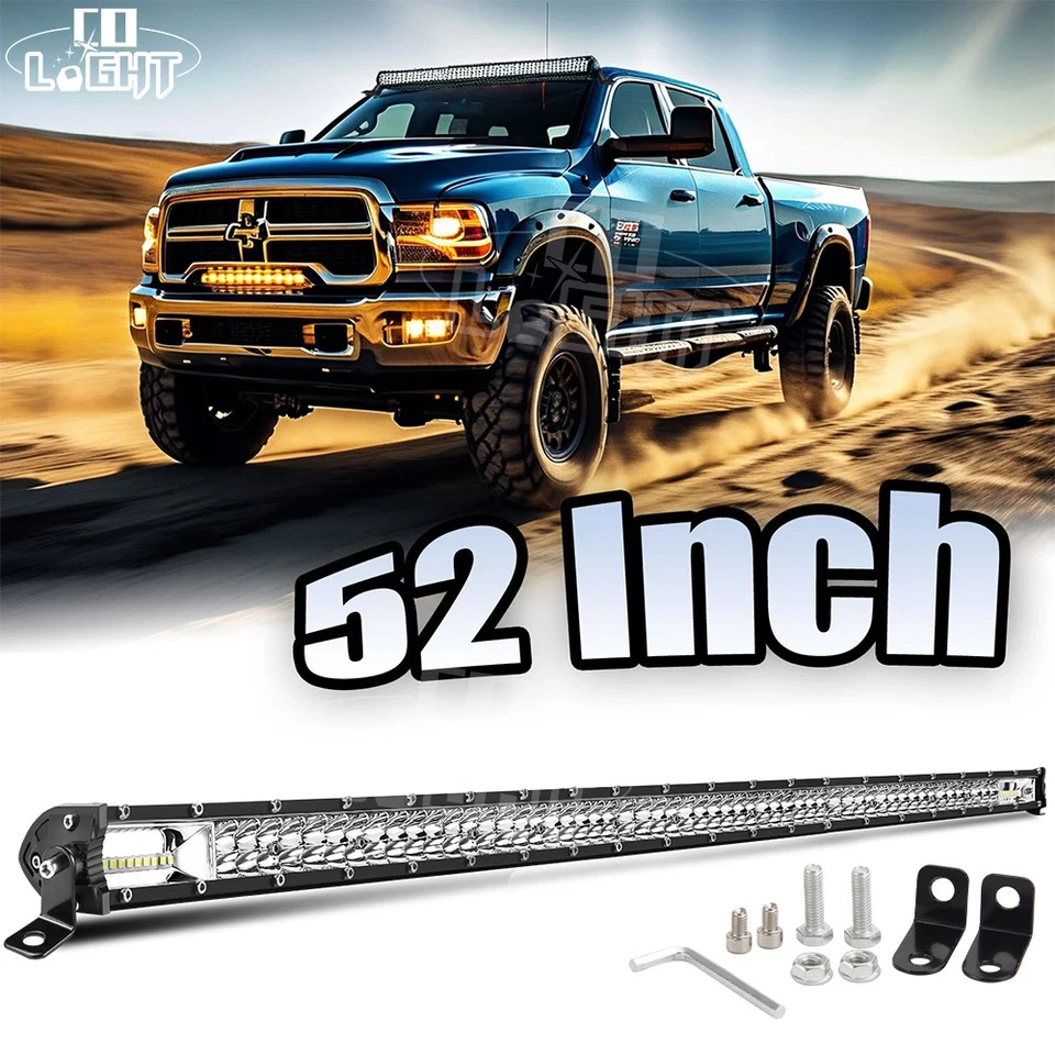 Kit combinado de barra de luz LED de 52" punto de inundación para Dodge Ram 1500/2500/3500 Dakota Foto 1 de 4