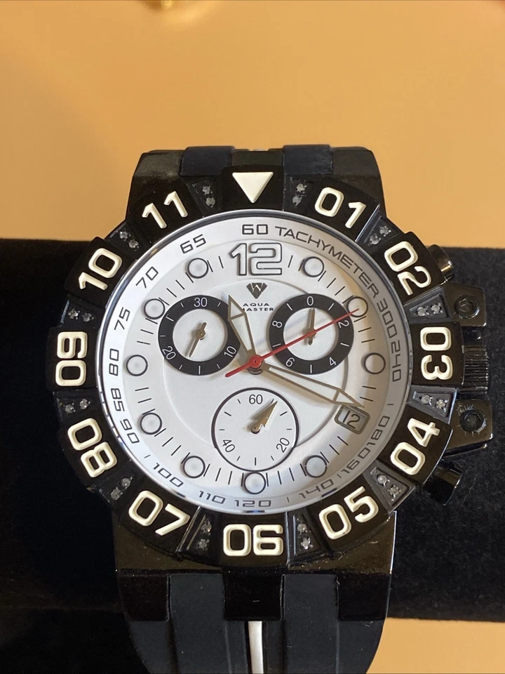 Aqua Master Men's Black Dial Rubber Strap Watch W#338 Swiss Movement - Image 1 of 4