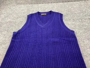 Vintage JcPenney Sweater Vest Mens Medium Blue Acrylic Ribbed Knit - Picture 1 of 9